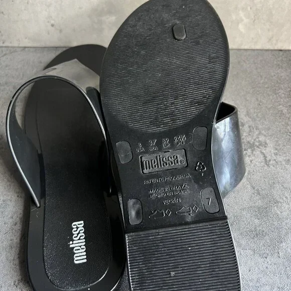 MELISSA Essential Chic Black Water Resistant Flip Flop Size 8 - Picture 10 of 16